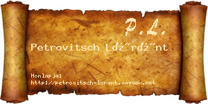 Petrovitsch Lóránt névjegykártya